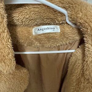 Angashion Tan Faux Fur Coat